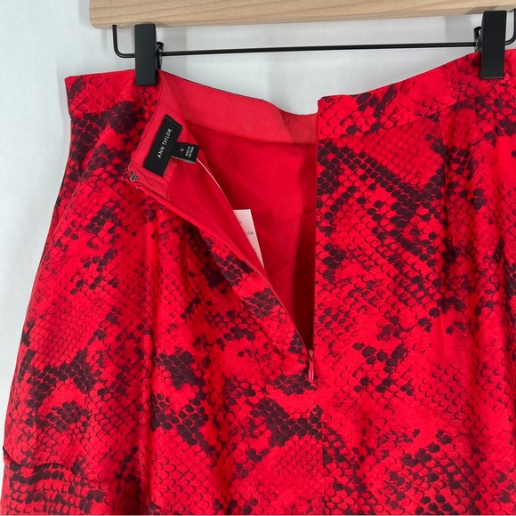 Ann Taylor Red Chiffon Snake Print Tiered Midi Skirt NWT‎ Size 12 - Picture 9 of 15